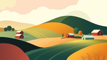 Abstract Farm Scene - Modern Art Design