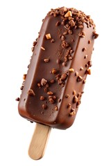 Fototapeta premium Chocolate Popsicle with Bite Mark Isolated