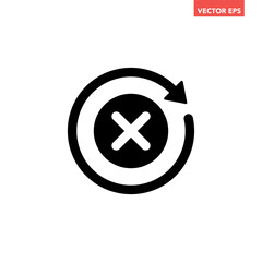 Obraz premium Black round check sync unapproved line icon, simple cycle rotating arrows sync flat design pictogram vector for app logo ads web webpage button ui ux interface elements isolated on white background