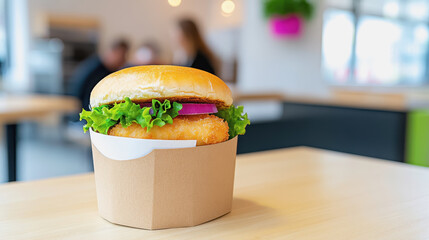 A crispy fish taco-inspired sandwich nestled in a box ready to be shared and enjoyed by food enthusiasts everywhere