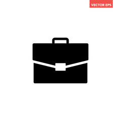 Black single office suitcase icon. Simple handbag or working luggage glyphs flat design illustration, pictogram vector for app web banner button ui ux interface elements isolated on white background