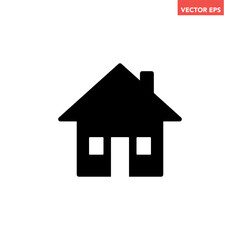 Black single house glyph icon, simple style real estate flat design concept pictogram vector for app ads web banner button ui ux interface elements isolated on white background