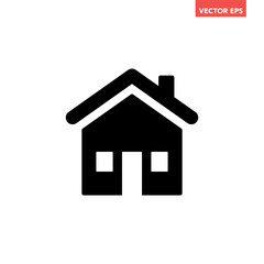 Black single house glyph icon, simple style real estate flat design concept pictogram vector for app ads web banner button ui ux interface elements isolated on white background