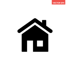 Black single house glyph icon, simple style real estate flat design concept pictogram vector for app ads web banner button ui ux interface elements isolated on white background
