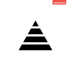 Obraz premium Single black pyramid triangle graph icon, simple business diagram flat design illustration pictogram for infographic interface elements for app logo web button ui isolated on white background