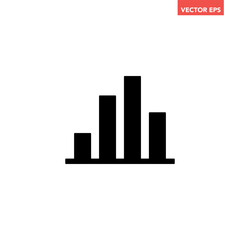 Black single business chart graph bars solid icon, success graph trending upwards flat design interface infographic element for app ui ux web button, vector isolated on white background