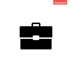 Single black briefcase icon, simple business working bag flat design interface infographic element for app ui ux web button, vector isolated on white background