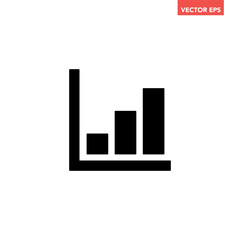 Black single business chart graph bars solid icon, success graph trending upwards flat design interface infographic element for app ui ux web button, vector isolated on white background