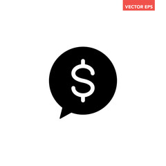 Single black financial chat line icon, simple business consultant advice flat design vector pictogram, infographic interface elements for app logo web button ui ux isolated on white background