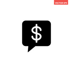 Obraz premium Single black financial chat line icon, simple business consultant advice flat design vector pictogram, infographic interface elements for app logo web button ui ux isolated on white background