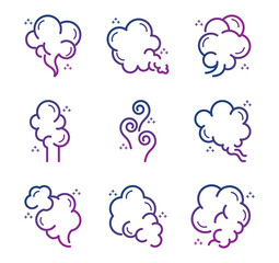 Set of smoke vector icons on a white background