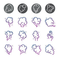Set of smoke vector icons on a white background