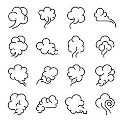 Set of smoke vector icons on a white background