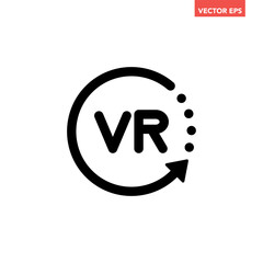 Black single round VR line icon, simple tech loading flat design vector pictogram vector for app ads logotype web website button ui ux interface elements isolated on white background