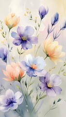 Delicate Floral Watercolor Arrangement