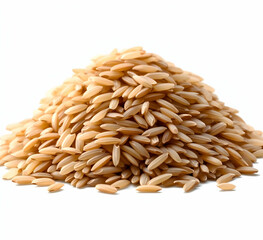 Obraz premium A close-up view of a pile of uncooked orzo pasta grains, showcasing their unique shape and texture for various culinary uses.