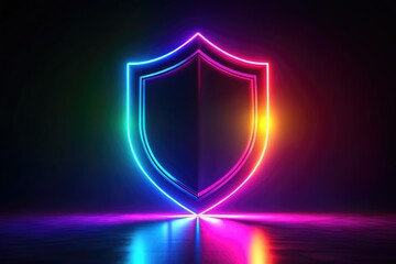 Glowing Modern Shield Silhouette, Dark Background, Digital Design, Abstract Shield, Futuristic Emblem