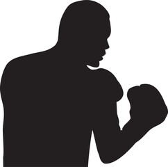 Silhouette of boxing athlete in lead uppercut pose