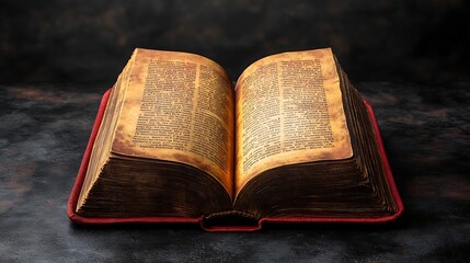 Obraz premium Vintage Red Book Cover with Open Pages on Isolated Background