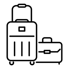 Luggages round line vector icon with editable stroke, representing travel and tourism. Symbolizes baggage, vacation, and transportation, ideal for airports, trips, and holiday planning