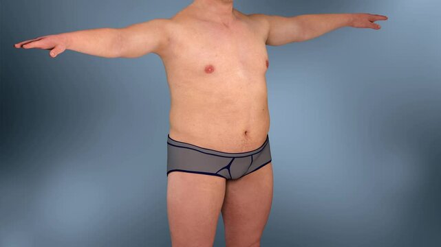 3D Rendered Animation of Male Anatomy - Timelapse Transition from Fat to Fit. 