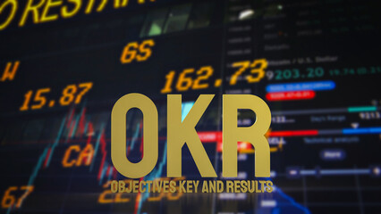 The OKR or  Objective and Key Results for Business concept 3d Rendering.