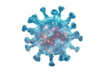 Viruses microscopic view banner green blue isolated on cutout PNG or transparent background. Structure cancer cells. Medical science. 3d illustration of digital virtual chromosome DNA analysis.