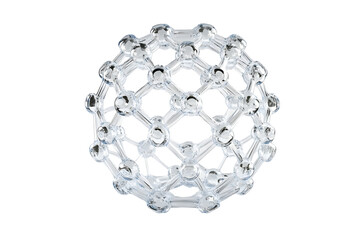 Futuristic 3d of glass clear spherical molecular structure representing biotechnology isolated on cut out PNG or transparent background. Scientific technology innovation and advanced nanotechnology.