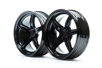 Wheel alloy car wheels rim dark black chrome or mag wheel high on white background. Performance auto part decoration. Transport vehicles transportation. Car accessories. 