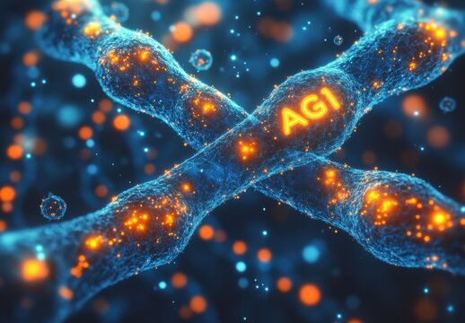 A blue and orange cell with the letters AGI on it