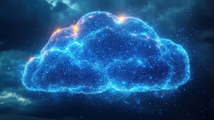 A blue cloud with a lot of sparkles in it