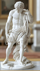 White Marble Statue of a Classical Male Figure