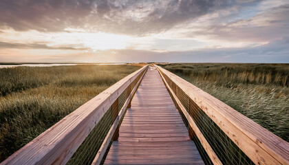 Scenic view of boardwalk in field, ease of access, and a strong bond between visitors and surrounding natural environment,effortless exploration, and a profound appreciation for flo