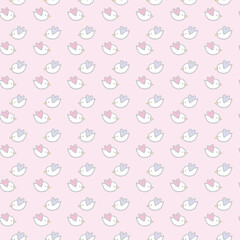 Bird heart wings vector animal seamless repeat pattern design background, gift wrap paper