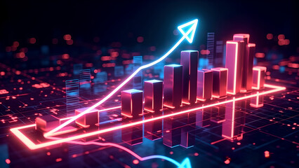 Futuristic Business Growth Chart with Light Effects