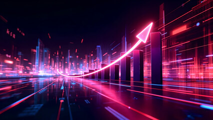 Futuristic Business Growth Chart with Light Effects