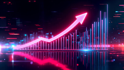 Futuristic Business Growth Chart with Light Effects