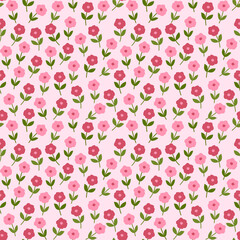 seamless pattern with pink flowers