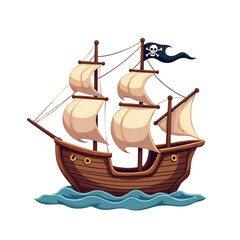 simple cartoon pirate ship adventure vector illustration transparent background isolated