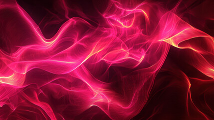 Obraz premium Vibrant abstract digital artwork featuring flowing waves of pink and red hues, creating sense of movement and energy