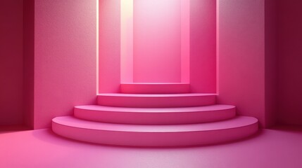 Obraz premium pink product background stand or podium pedestal on empty display with pastel backdrops 3d rendering