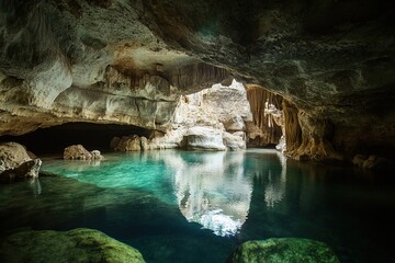 cave represents a peaceful and isolated sanctuary with its enduring rock formations serene underground atmosphere and ability to provide a refuge from outside world