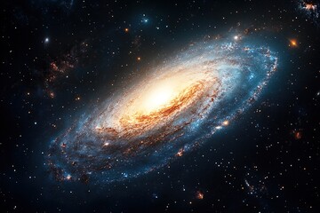 Fototapeta premium An awe-inspiring depiction of cosmos, wherein viewers are transported to boundless depths of space, beholding resplendent grandeur of distant galaxies and infinite expanse that stretches beyond