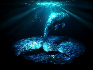 Mermaid Tail Underwater Scene.