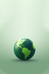 Illustration of a green earth with clear and simple lines on a little green background, having a large blank area and a fresh natural vibrant simple style using vector rendering technology. 