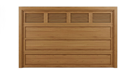 Elegant wooden garage door featuring horizontal slats and clean rectangular panels