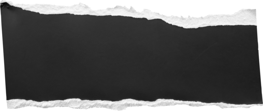 piece of black paper tear isolated on gray background