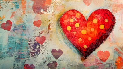 Close-up of a card with a joyful design and heartfelt message for Valentine Day