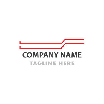 Modern, minimalist logo design with two parallel red lines