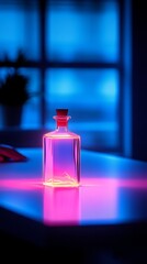 Neon Bottle on Table